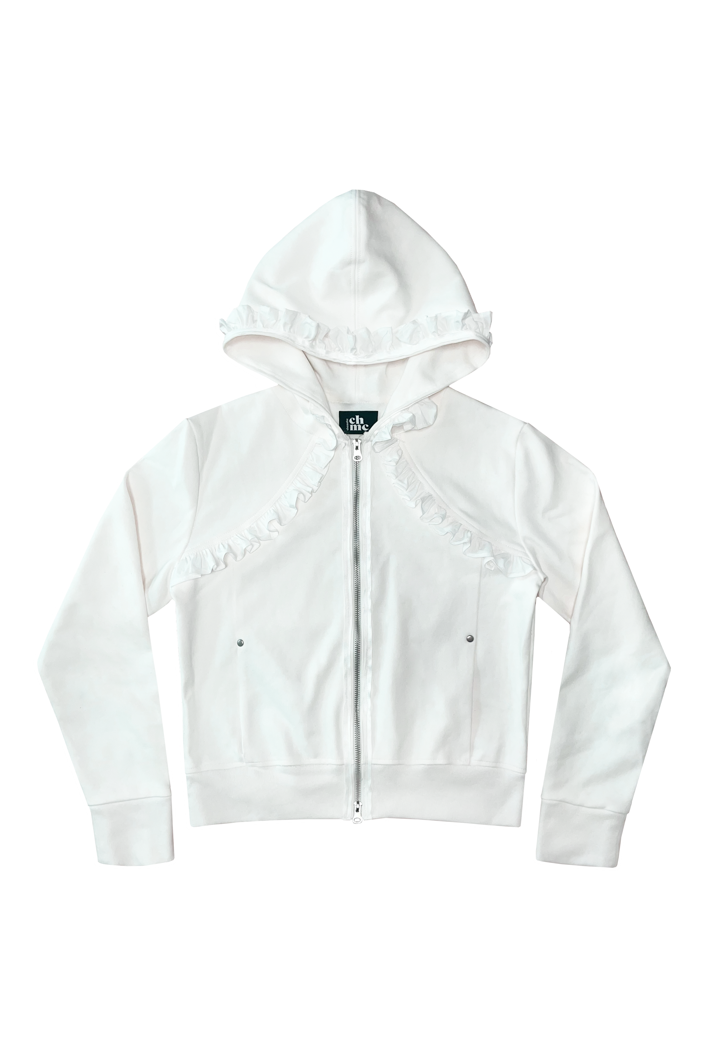 FRILL HOODED ZIP-UP (IVORY)
